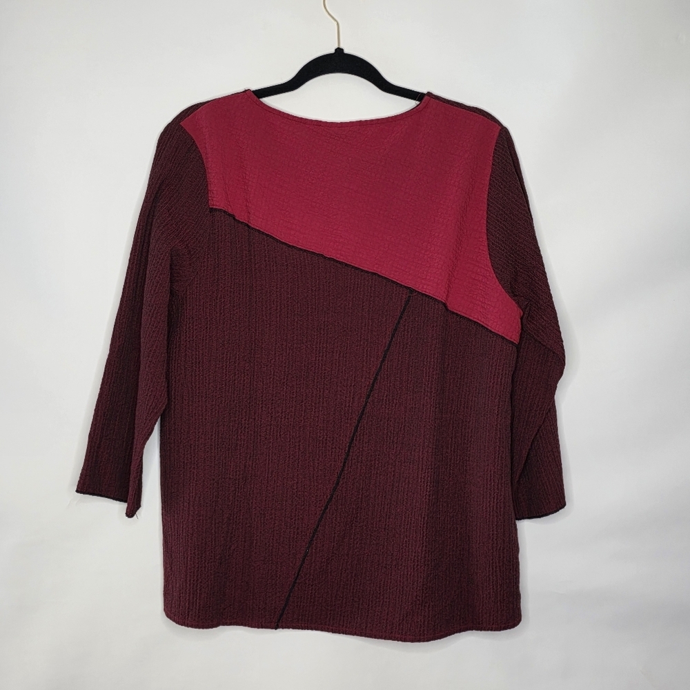 Habitat Colorblocked Oversized Top Size Small 3/4 Sleeves Lagenlook Shirt - Picture 6 of 14